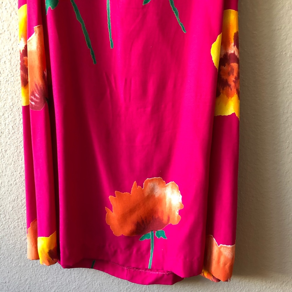Vintage Magenta Fuchsia Pink Floral Square Neck Tank Dress - Picture 6 of 10